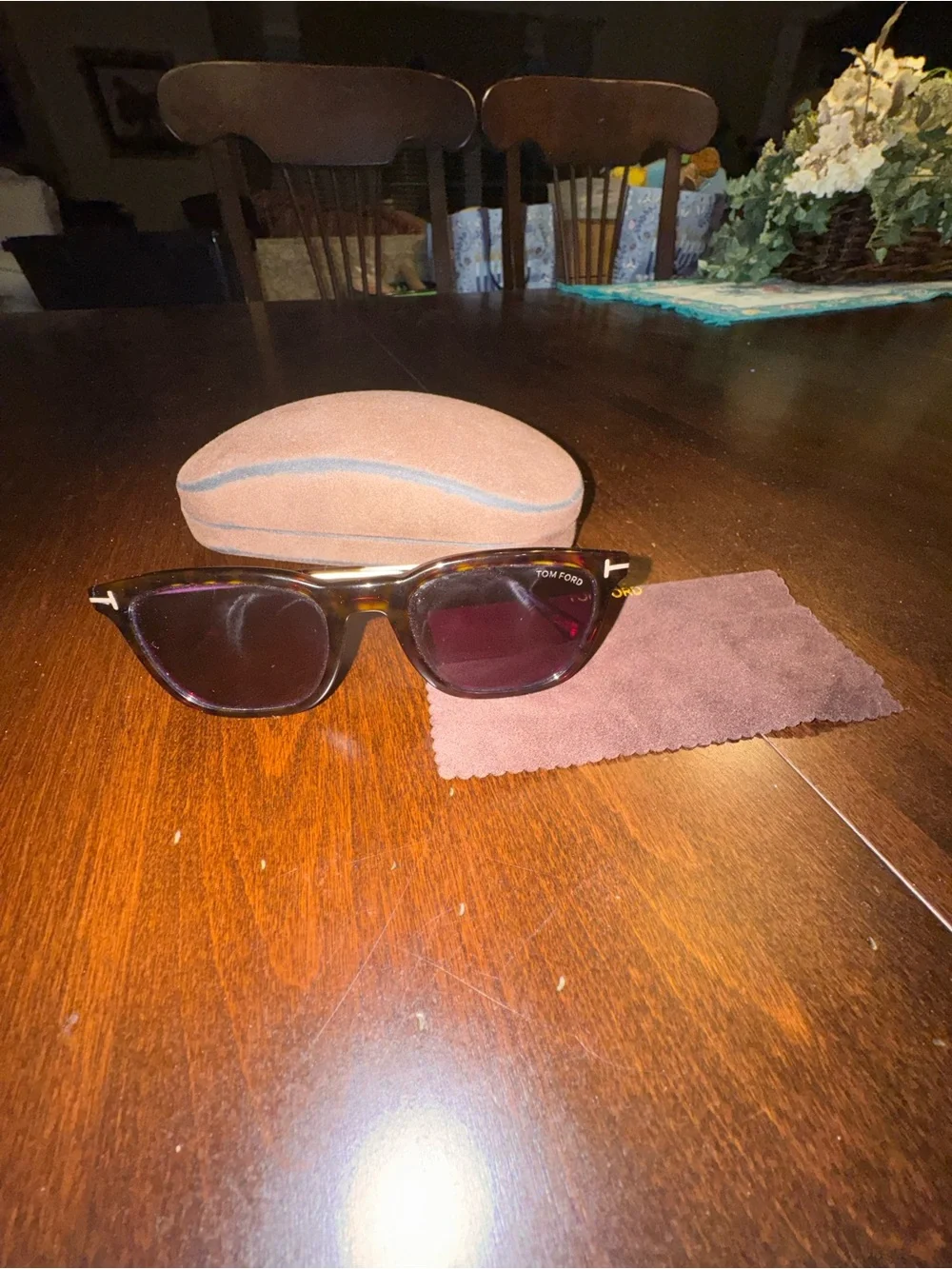 Tom Ford Arnaud Geometric Wayfarers- Tortoise Frames, Purple Lenses, Black Hues